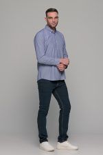 Denim ανδρικό τζιν massaro Πετρόλ με ελαστικό– Straight fit - Image 6