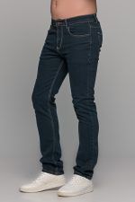 Denim ανδρικό τζιν massaro Πετρόλ με ελαστικό– Straight fit - Image 3