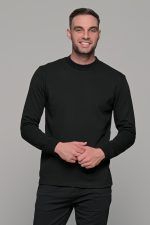 Ανδρική μαύρη μπλούζα μακρυμάνικη με λουπέτο