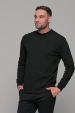 Ανδρική μαύρη μπλούζα μακρυμάνικη με λουπέτο