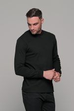 Ανδρική μαύρη μπλούζα μακρυμάνικη με λουπέτο