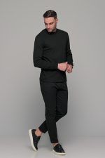 Ανδρική μαύρη μπλούζα μακρυμάνικη με λουπέτο