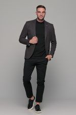 Ανδρική μαύρη μπλούζα μακρυμάνικη με λουπέτο