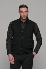 Μαύρη ανδρική καζάκα με κουμπιά