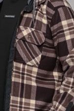 Καρό πουκάμισο jacket καφέ-μπεζ με εσωτερική επένδυση και κουκούλα - Loose fit - Image 2
