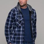 Καρό πουκάμισο jacket μπλε-άσπρο με εσωτερική επένδυση και κουκούλα - Loose fit
