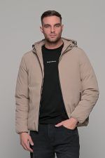 Αδιάβροχο μπεζ μπουφάν double face ανδρικό - Image 4