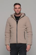 Αδιάβροχο μπεζ μπουφάν double face ανδρικό - Image 9