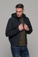 Navy φθινοπωρινό αδιάβροχο ανδρικό μπουφάν με αποσπώμενη κουκούλα - Slim fit - Image 5