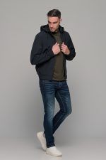 Navy φθινοπωρινό αδιάβροχο ανδρικό μπουφάν με αποσπώμενη κουκούλα - Slim fit - Image 8