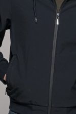 Navy φθινοπωρινό αδιάβροχο ανδρικό μπουφάν με αποσπώμενη κουκούλα - Slim fit - Image 2