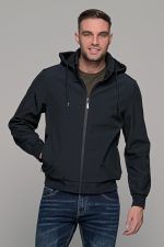 Navy φθινοπωρινό αδιάβροχο ανδρικό μπουφάν με αποσπώμενη κουκούλα - Slim fit - Image 4