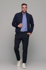 Καρό πουκάμισο μπλε με λευκό μικροσχέδιο PAPARAZZI χωρίς Τσεπάκι - Classic Fit - Image 7