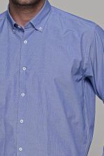 Καρό πουκάμισο μπλε με λευκό μικροσχέδιο PAPARAZZI χωρίς Τσεπάκι - Classic Fit - Image 2