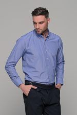 Καρό πουκάμισο μπλε με λευκό μικροσχέδιο PAPARAZZI χωρίς Τσεπάκι - Classic Fit - Image 3