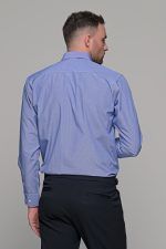 Καρό πουκάμισο μπλε με λευκό μικροσχέδιο PAPARAZZI χωρίς Τσεπάκι - Classic Fit - Image 5