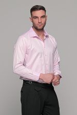 Ροζ πουκάμισο με μικροσχέδιο στην ύφανση PAPARAZZI χωρίς Τσεπάκι - Classic Fit