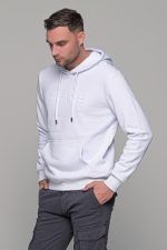 Λευκό φουτερ με ανάγλυφη στάμπα και κουκούλα ανδρικό - Image 4