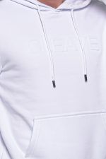 Λευκό φουτερ με ανάγλυφη στάμπα και κουκούλα ανδρικό - Image 2