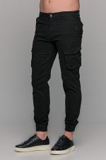 Cargo ανδρικό παντελόνι μαύρο με τσέπες και λάστιχο - Slim Fit - Image 3