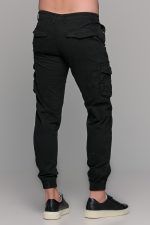 Cargo ανδρικό παντελόνι μαύρο με τσέπες και λάστιχο - Slim Fit - Image 5
