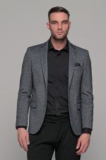 Γκρι ανθρακί ανδρικό χειμερινό σακάκι AM- slim fit - Image 3