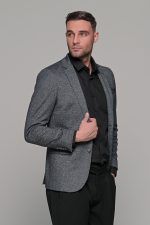Γκρι ανθρακί ανδρικό χειμερινό σακάκι AM- slim fit - Image 6