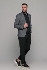 Γκρι ανθρακί ανδρικό χειμερινό σακάκι AM- slim fit - Image 8