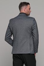 Γκρι ανθρακί ανδρικό χειμερινό σακάκι AM- slim fit - Image 5