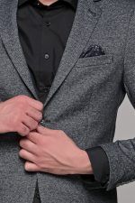 Γκρι ανθρακί ανδρικό χειμερινό σακάκι AM- slim fit - Image 2