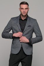 Γκρι ανθρακί ανδρικό χειμερινό σακάκι AM- slim fit - Image 4
