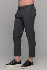 Υφασμάτινο ανδρικό παντελόνι με μονή πιέτα σε χρώμα Ανθρακί – Slim fit - Image 4