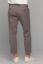 Υφασμάτινο ανδρικό παντελόνι με μονή πιέτα σε χρώμα Πούρου – Slim fit - Image 5