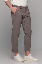 Υφασμάτινο ανδρικό παντελόνι με μονή πιέτα σε χρώμα Πούρου – Slim fit - Image 4