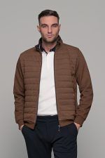 Καφέ ανδρική ζακέτα με ραφή MS - slim fit
