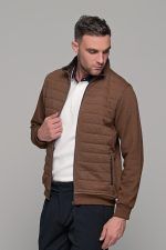 Καφέ ανδρική ζακέτα με ραφή MS - slim fit
