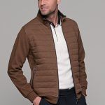 Καφέ ανδρική ζακέτα με ραφή MS - slim fit