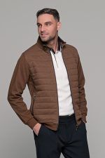 Καφέ ανδρική ζακέτα με ραφή MS - slim fit