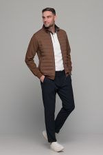 Καφέ ανδρική ζακέτα με ραφή MS - slim fit
