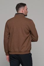 Καφέ ανδρική ζακέτα με ραφή MS - slim fit