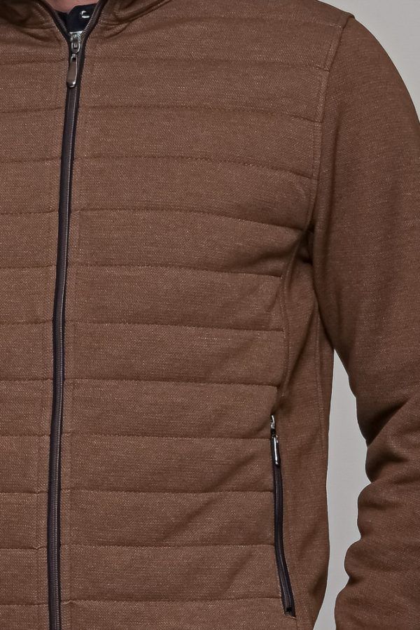 Καφέ ανδρική ζακέτα με ραφή MS - slim fit