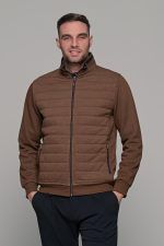 Καφέ ανδρική ζακέτα με ραφή MS - slim fit