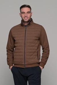 Καφέ ανδρική ζακέτα με ραφή MS - slim fit