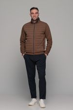 Καφέ ανδρική ζακέτα με ραφή MS - slim fit