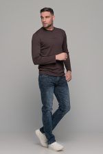 Καφέ ανδρική μακρυμάνικη μπλούζα με ανάγλυφη διακριτική στάμπα - Image 7