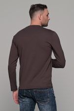 Καφέ ανδρική μακρυμάνικη μπλούζα με ανάγλυφη διακριτική στάμπα - Image 5