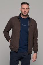 Καφέ ανδρική ζακέτα MS με τσέπες - slim fit