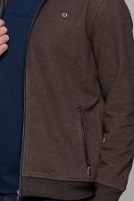 Καφέ ανδρική ζακέτα MS με τσέπες - slim fit