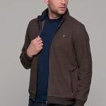 Καφέ ανδρική ζακέτα MS με τσέπες - slim fit
