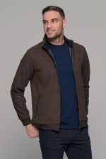 Καφέ ανδρική ζακέτα MS με τσέπες - slim fit
